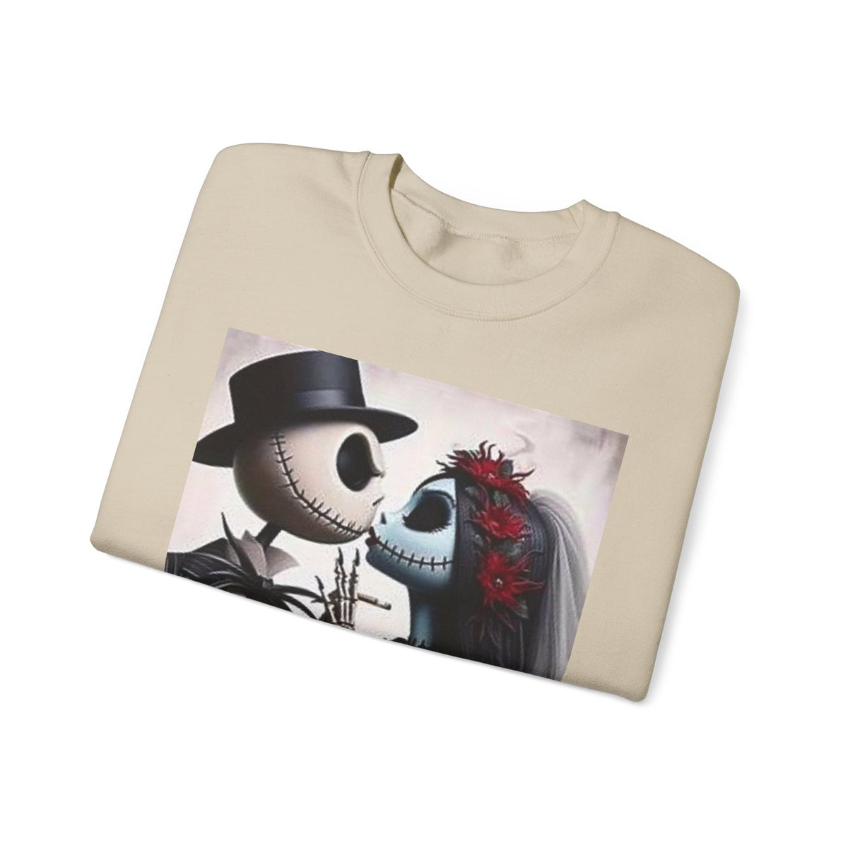 Gothic Romance Crewneck Sweatshirt — Gothic Bride & Groom Skull Design