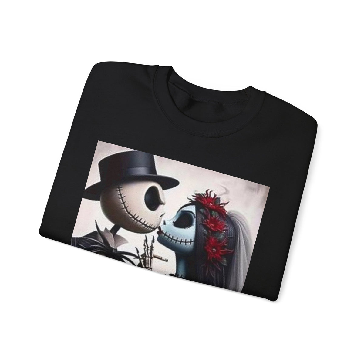 Gothic Romance Crewneck Sweatshirt — Gothic Bride & Groom Skull Design