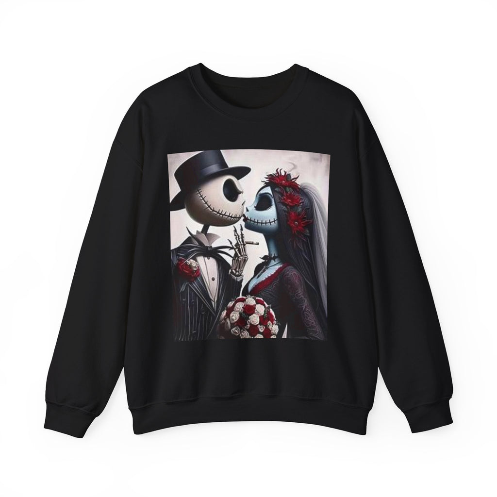 Gothic Romance Crewneck Sweatshirt — Gothic Bride & Groom Skull Design