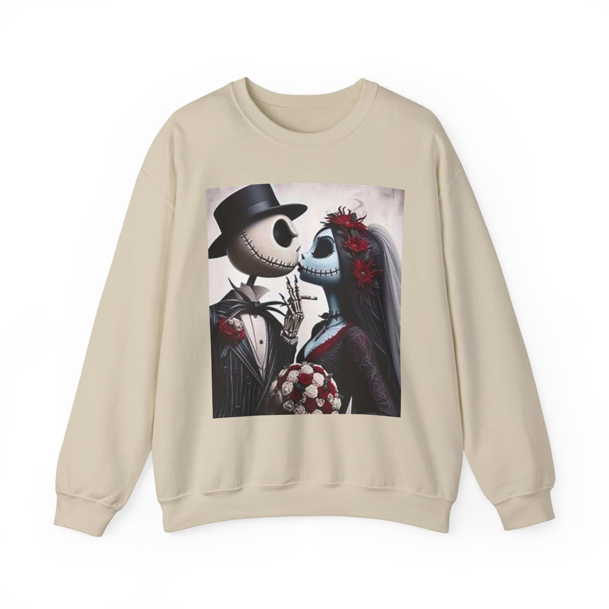 Gothic Romance Crewneck Sweatshirt — Gothic Bride & Groom Skull Design