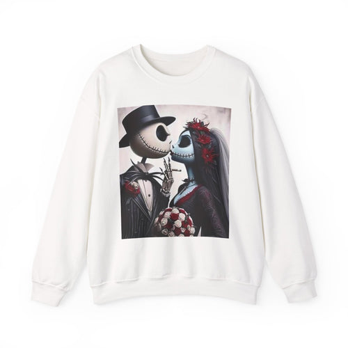 Gothic Romance Crewneck Sweatshirt — Gothic Bride & Groom Skull Design